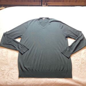 Uniqlo Black 100% Merino Wool V-Neck Long Sleeve Sweater Size Large